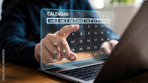 Modern professional scheduling tasks on a futuristic digital calendar interface