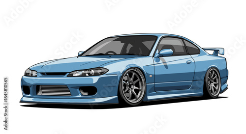 Light Blue Sports Vehicle With Modified Body Kit