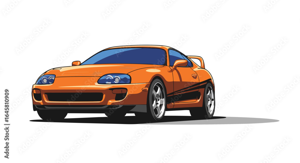Orange Sports Car Pixel Art Illustration Orange Sports Car Pixel Art Illustration