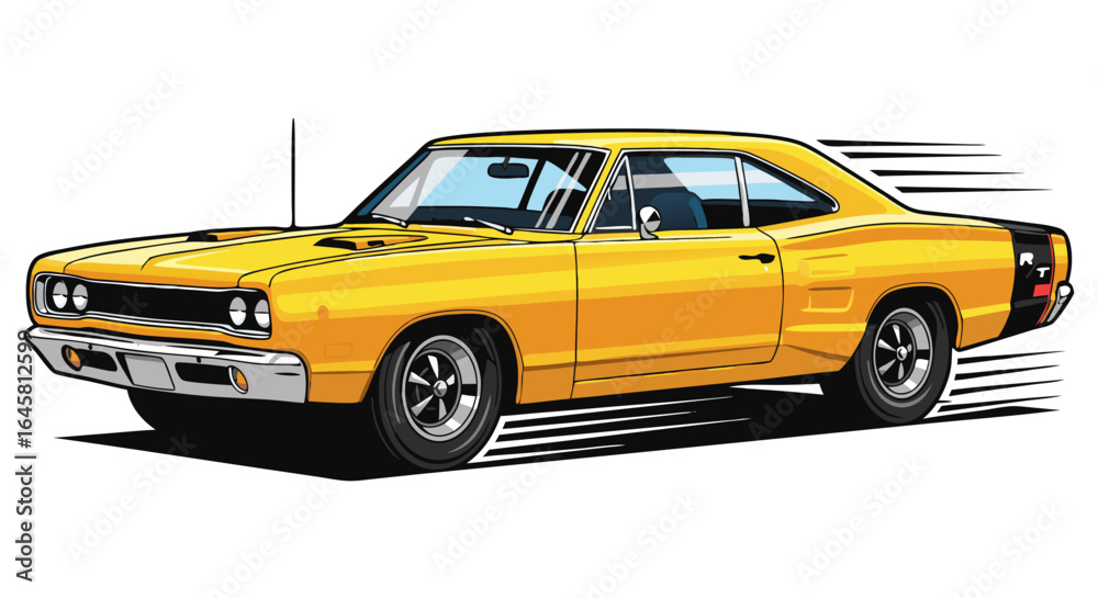 Pixel Art Yellow Classic Sports Car In Motion Pixel Art Yellow Classic Sports Car In Motion