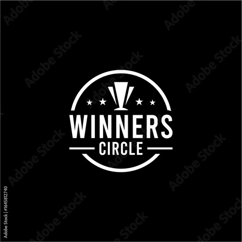 Vintage winners circle trophy badge logo