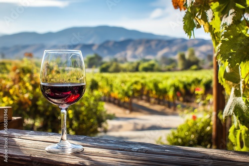 Wallpaper Mural Wine glass overlooking beautiful vineyard scene. Torontodigital.ca