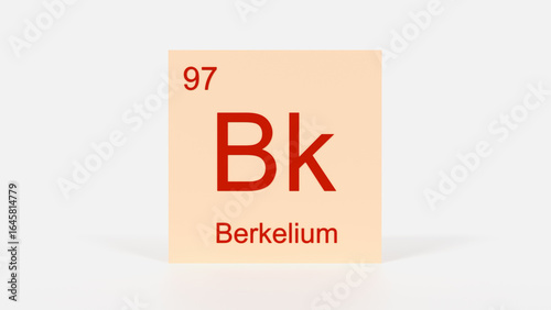 Berkelium Element 3D Render - Periodic Table Box with Atomic Number 97, Scientific Education, Chemistry Classroom, Modern Science Poster, and Laboratory Wall Art