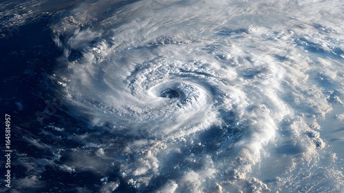 Aerial view of hurricane eye storm weather climate change natural disaster cyclone typhoon atmosphere earth