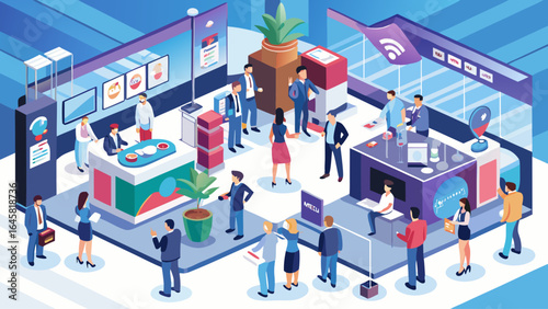 A group of people are standing around a table with a sign that says "Reduce Waste". The people are talking and looking at the sign