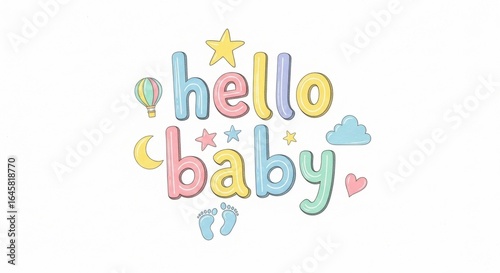 Charming Greeting of a Newborn Illustration with Pastel Color Palette