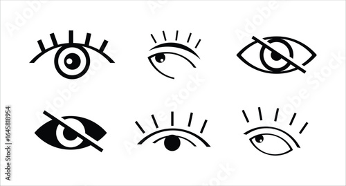 eye icon set, eyesight healthcare and medical sign symbol, cornea scan eye icons,  Visible icon, Vector Illustration EPS 10.