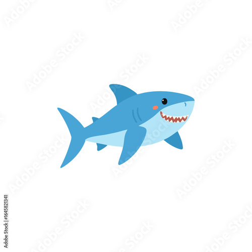 Happy smiling shark on white background Illustration,vector