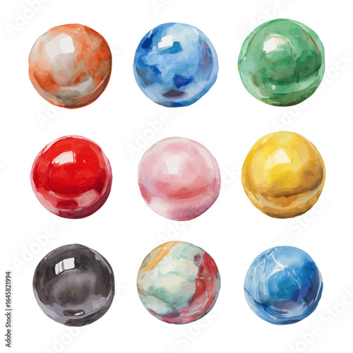 A watercolor painting of Balls, vector illustration on white background.
