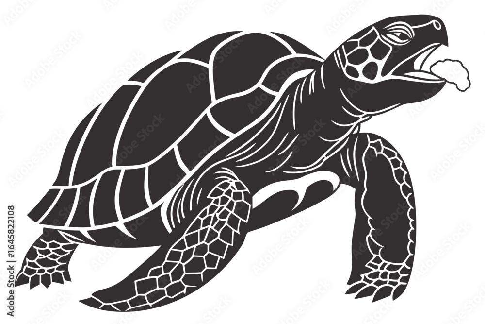 Fototapeta premium Tortoise animal sihouette black vector