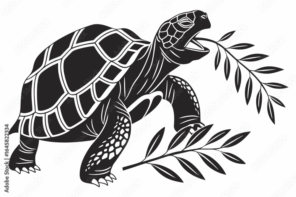 Fototapeta premium Tortoise animal sihouette black vector