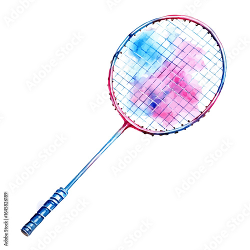 A watercolor painting of Badminton Racket, vector illustration on white background.