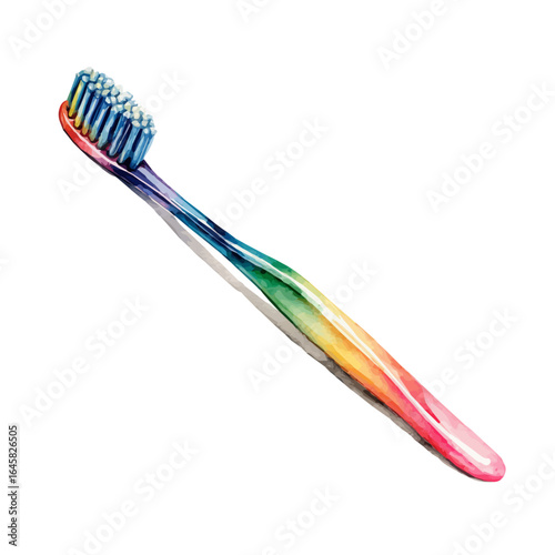 A watercolor painting of Toothbrush, vector illustration on white background.