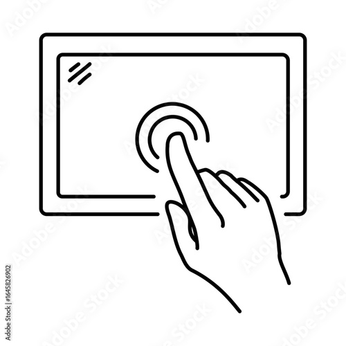 Touchscreen Tap Gesture Line Icon for Digital Interaction
