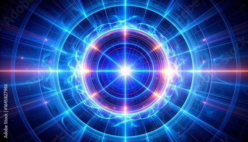 Abstract energy portal, radial lines, glowing center