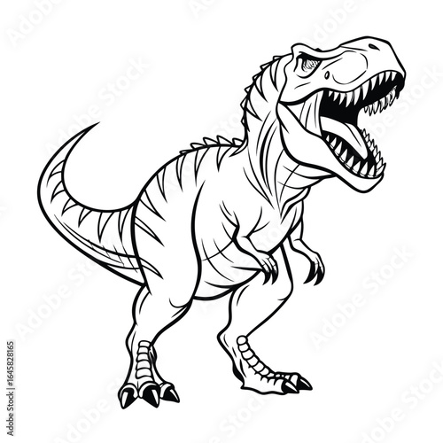 Roaring tyrannosaurus rex dinosaur isolated on white background