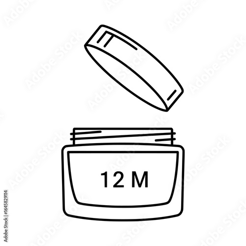 Vector illustration of period after opening symbol for cosmetic product isolated on white background