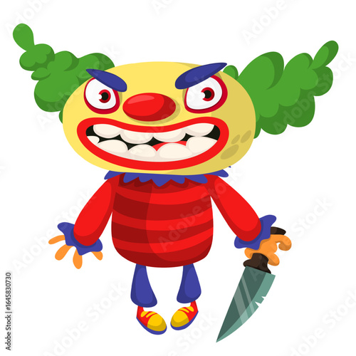 Cartoon scary clown character design. Vector Halloween illustration