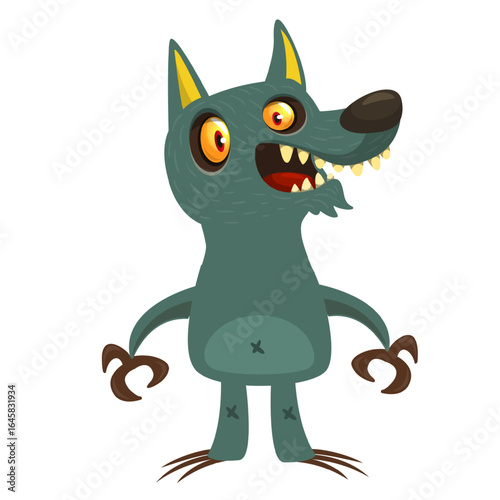 Cartoon funny werewolf character for Halloween design. Vector isolated
