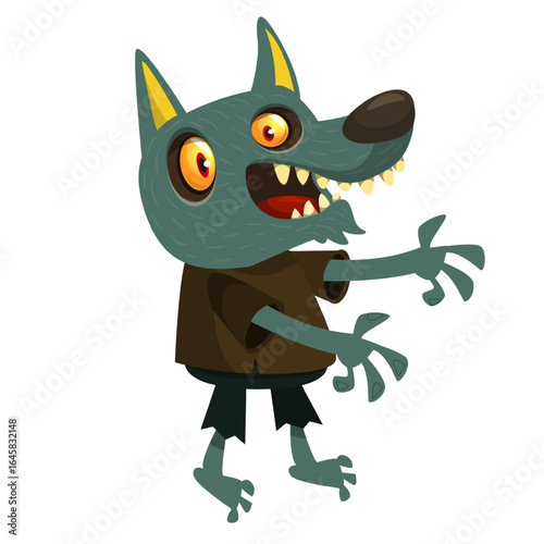 Cartoon funny werewolf character for Halloween design. Vector isolated
