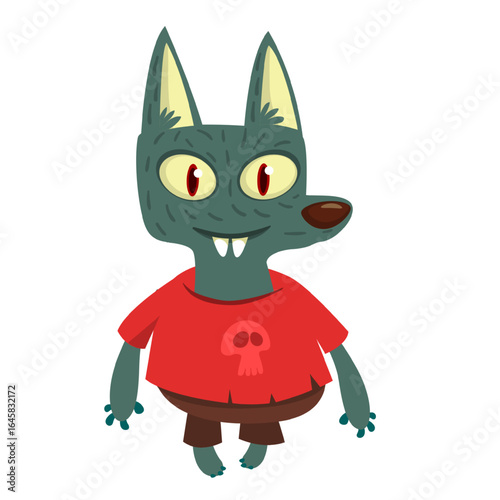 Cartoon funny werewolf character for Halloween design. Vector isolated
