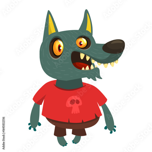 Cartoon funny werewolf character for Halloween design. Vector isolated