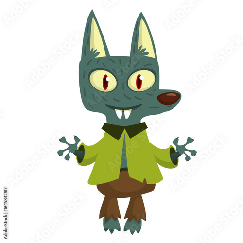 Cartoon funny werewolf character for Halloween design. Vector isolated