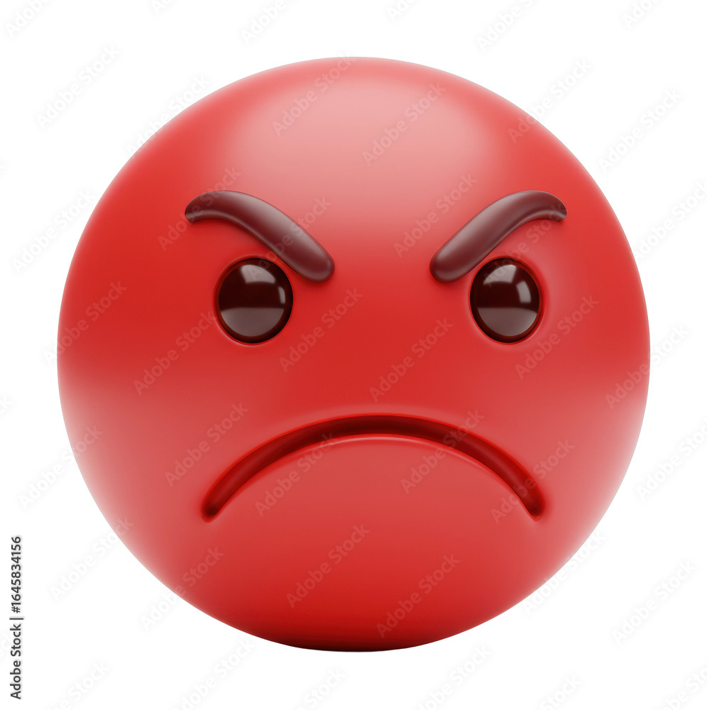 Fototapeta premium Angry red emoji expression online communication creative front emotional representation. Cut out png