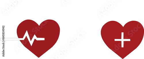 Heart beart icon set.Heart beat pulse flat icon for medical apps and websites.Heartbeat pulse flat icon for medical apps and websites. vector illustration on transparent background.