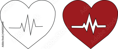 Heart beart icon set.Heart beat pulse flat icon for medical apps and websites.Heartbeat pulse flat icon for medical apps and websites. vector illustration on transparent background.
