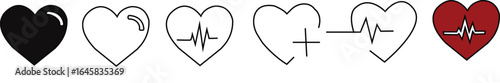 Heart beart icon set.Heart beat pulse flat icon for medical apps and websites.Heartbeat pulse flat icon for medical apps and websites. vector illustration on transparent background.