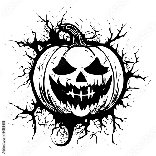 Scary jackolantern with cracked effect
