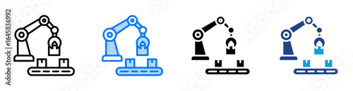 Robot arm icon set multiple style collection