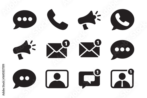 Vector icons for communication and social media notifications