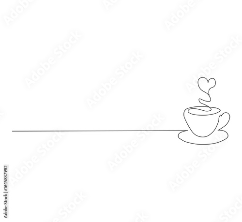 Secangkir Kopi dengan Cinta – Ilustrasi Minimalis Mug Kopi dengan Simbol Hati, Konsep Minuman Hangat untuk Desain Kafe, Romantis, dan Minuman Pagi dengan Latar Belakang Putih