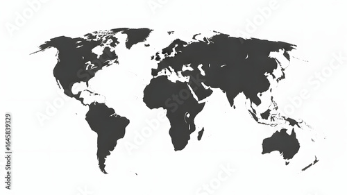 Simple Black and White World Map Illustration