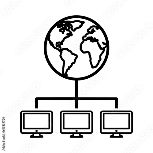 Vector illustration of global computer network connection isolated on white background