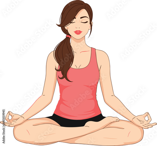 Woman practicing yoga in lotus position, meditation pose, mindfulness exercise, relaxation technique, fitness and wellness, peaceful and calm, healthy lifestyle, inner peace