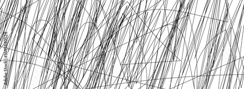 Elegant abstract pattern of chaotic golden line strokes on a white backdrop. A vibrant and decorative design featuring tangled, flowing curves and geometric randomness