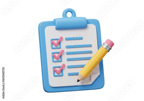 Clipboard checklist isolated on transparent background