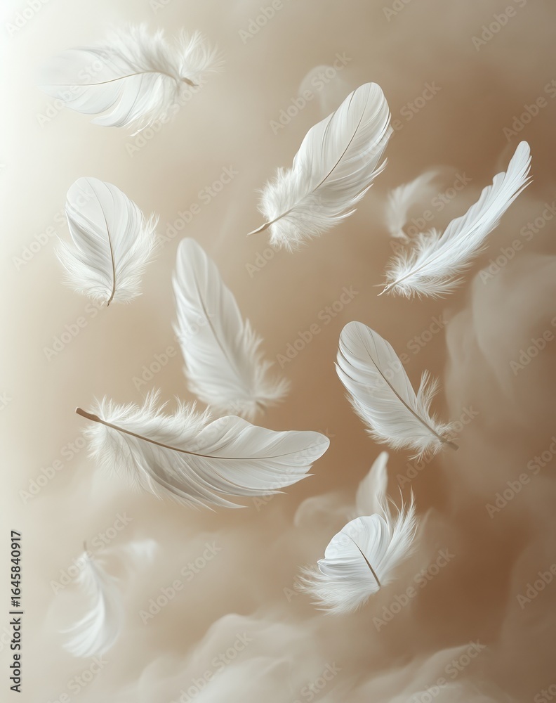 Naklejka premium feathers seamless background