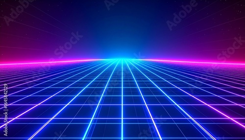 Neon grid pathway, vibrant colors