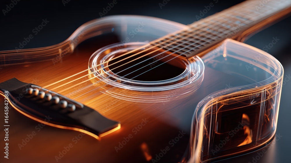 Fototapeta premium Transparent Guitar with Glowing Details