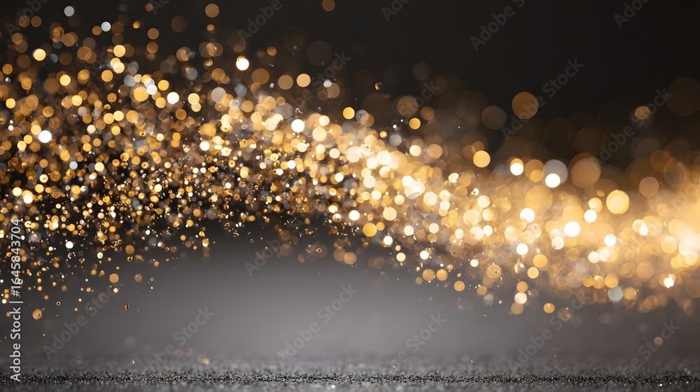 Naklejka premium Golden lights shimmer over a dark surface.