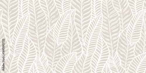 Soft beige and white abstract feather pattern background