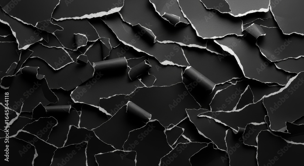 Fototapeta premium ripped pieces of black paper making a vibrant background texture