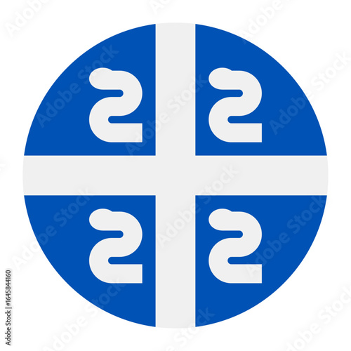 Martinique flag isolated on white. Official blue field with white cross and snake symbols, simple flat design. Vector clipart or icon for Martinican events and news illustration, travel or politics 