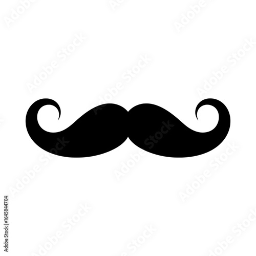 Vector illustration of black handlebar mustache isolated on white background