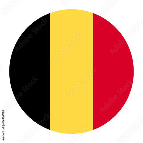Belgium national flag isolated on white. Official vertical tricolor black, yellow, and red, simple flat design. Vector clipart or icon for Belgian events and news illustration, travel or politics