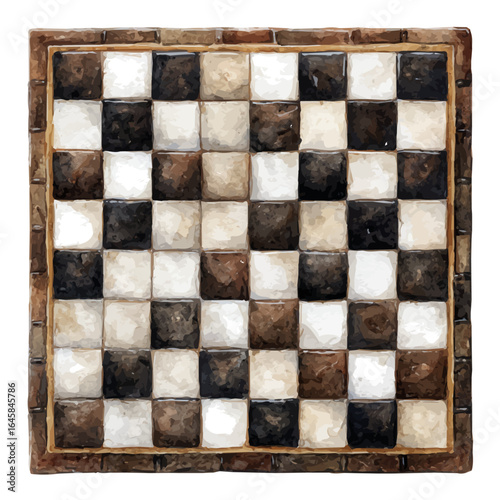 A watercolor painting of Chessboard, vector illustration on white background.